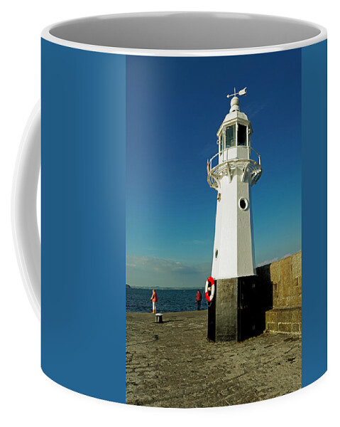 Britain Coffee Mug featuring the photograph Harbour Lighthouse - Mevagissey by Rod Johnson