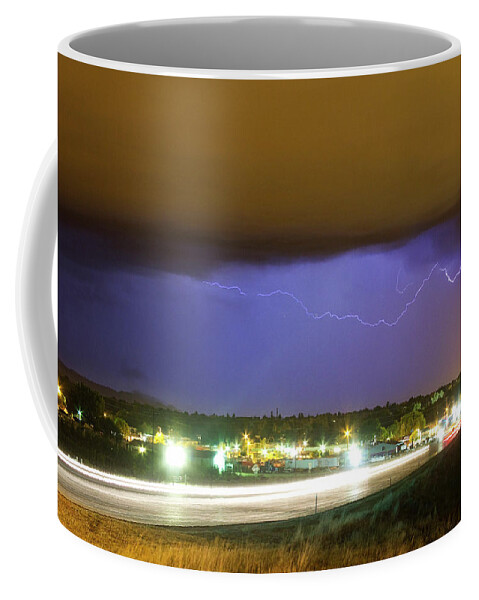 287 Coffee Mug featuring the photograph Hard Rain Lightning Thunderstorm over Loveland Colorado by James BO Insogna