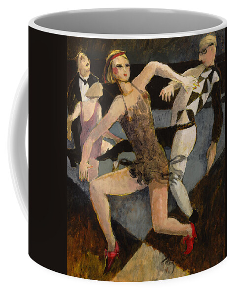 Figures Coffee Mug featuring the painting Harlequin Floor Show by Thomas Tribby