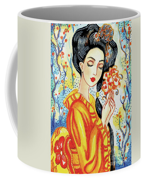 Woman And Flower Coffee Mug featuring the painting Harmony Flower by Eva Campbell