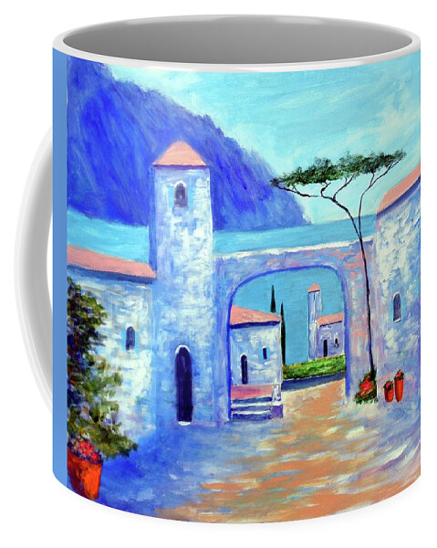 Lake Como Italy Coffee Mug featuring the painting Harmony Of Como by Larry Cirigliano