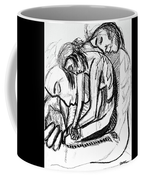 Charcoal Coffee Mug featuring the drawing Harmony Study for the Emancipation of a Woman by Robert Yaeger