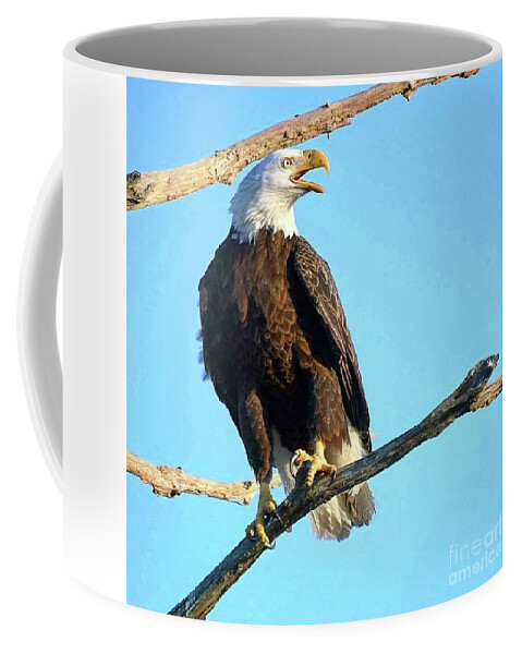 Bald Eagle Coffee Mug featuring the photograph Harriet and her vocals by Liz Grindstaff