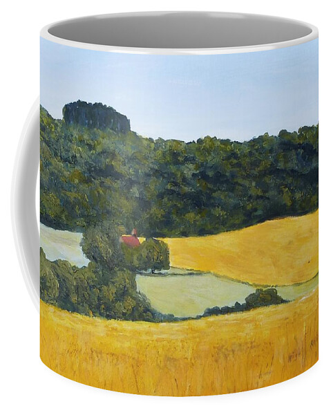 Landscape Coffee Mug featuring the painting One swallow doesnt make a summer by Nigel Radcliffe
