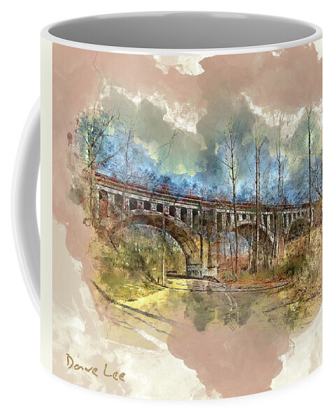 Haunted Coffee Mug featuring the mixed media Haunted Bridge of Avon, Indiana by Dave Lee