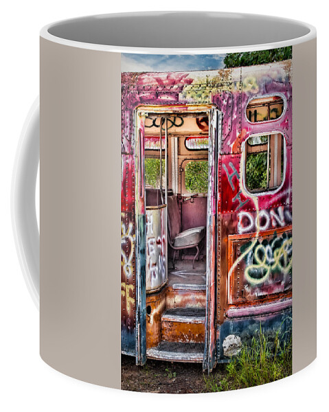 Graffiti Coffee Mug featuring the photograph Haunted Graffiti Art Bus by Susan Candelario