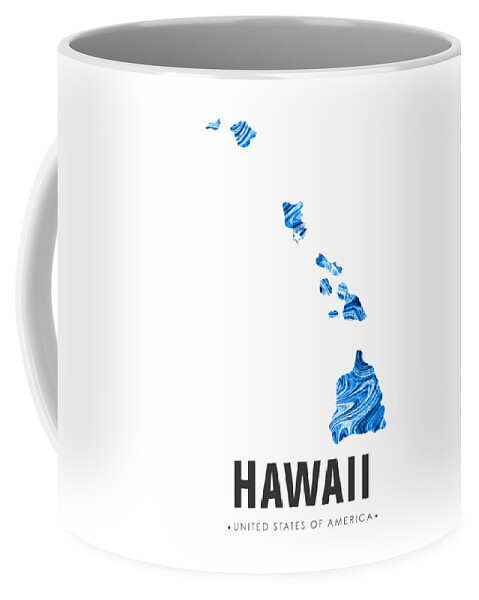 Hawaii Coffee Mug featuring the mixed media Hawaii Map Art Abstract in Blue by Studio Grafiikka