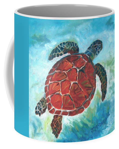 Sea Turtle Coffee Mug featuring the painting Hawaiian Honu by Janet McDonald