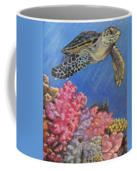 Hawksbill Coffee Mug featuring the painting Hawksbill Turtle by Jodi Higgins