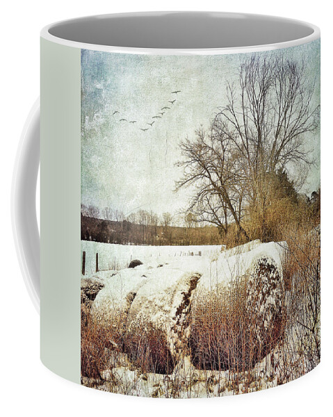 Photography Coffee Mug featuring the photograph Hay Bales In Snow by Melissa D Johnston
