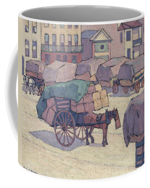 19th Century Art Coffee Mug featuring the painting Hay Carts, Cumberland Market by Robert Bevan