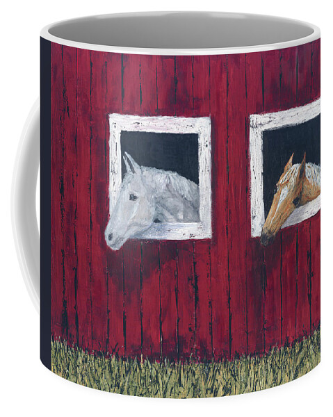 Horses Coffee Mug featuring the painting He and She by Kathryn Riley Parker