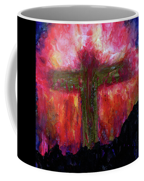 Cross Coffee Mug featuring the painting He is Risen by Eunice Warfel