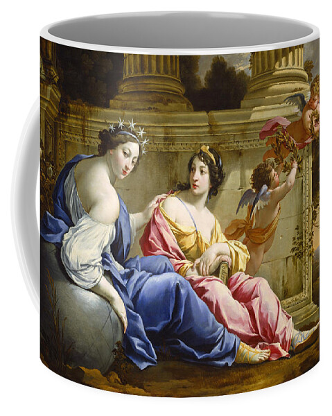 Simon Vouet Coffee Mug featuring the painting The Muses Urania and Calliope #3 by Simon Vouet