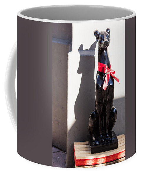 Statue Coffee Mug featuring the photograph He Wore a Red Bow by Lora Lee Chapman