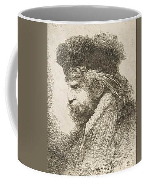 17th Century Art Coffee Mug featuring the relief Head of an old man facing left by Giovanni Benedetto Castiglione