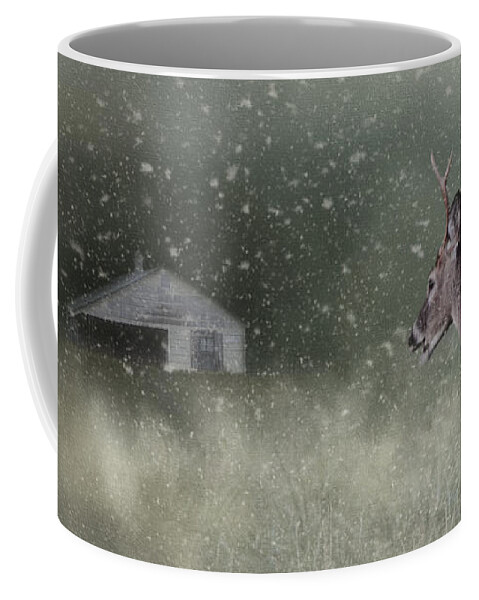 Jai Johnson Coffee Mug featuring the photograph Heading Home In The First Snow - with Canvas Vignette by Jai Johnson