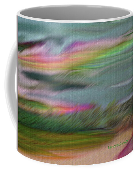 Abstract Coffee Mug featuring the mixed media Heading Home by Lenore Senior