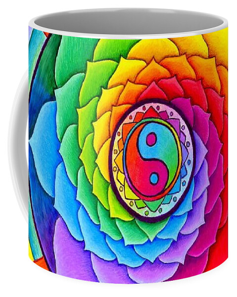 Mandala Coffee Mug featuring the drawing Healing Lotus by Rebecca Wang