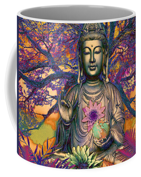 Kwan Yin Coffee Mug featuring the mixed media Healing Nature by Christopher Beikmann
