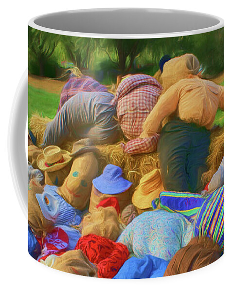 Autumn Coffee Mug featuring the photograph Heap of Scarecrows by Nikolyn McDonald