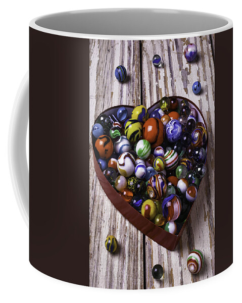 Marbles Coffee Mug featuring the photograph Heart Box With Marbles by Garry Gay