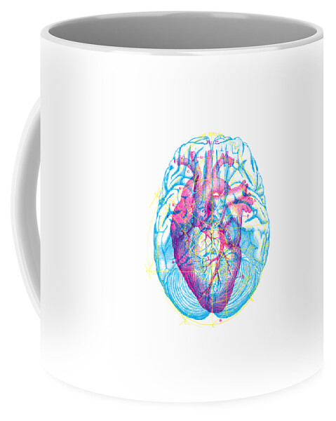 Pop Art Coffee Mug featuring the digital art Heart Brain by Gary Grayson