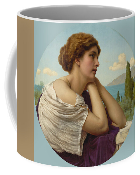 John William Godward Coffee Mug featuring the painting Heart on her Lips and Soul within her Eyes by John William Godward