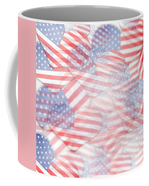 Independence Day Coffee Mug featuring the digital art Heart shape USA flags by Les Cunliffe