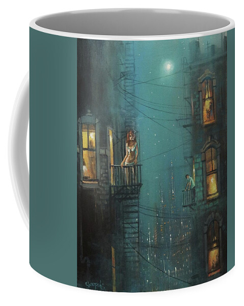 Night City Coffee Mug featuring the painting Heat Wave by Tom Shropshire