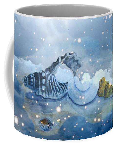 Shells. Clouds Coffee Mug featuring the mixed media Heavenly Shells by Leanne Seymour