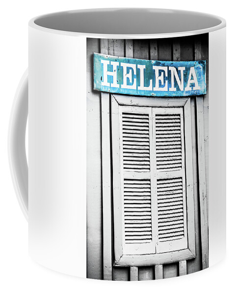 Helena Coffee Mug featuring the photograph Helena Selective Color Sign by Parker Cunningham