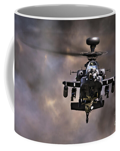 Helicopter Coffee Mug featuring the photograph Helicopter In The Smoke by Ang El