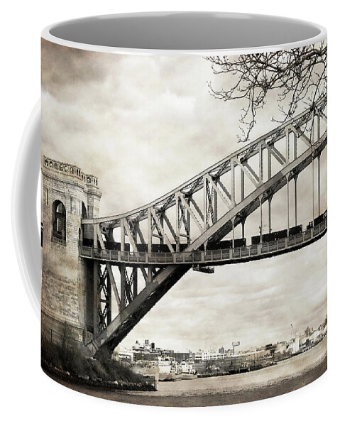 Hellgate Bridge Coffee Mug featuring the photograph Hellgate Bridge in Sepia by Cate Franklyn
