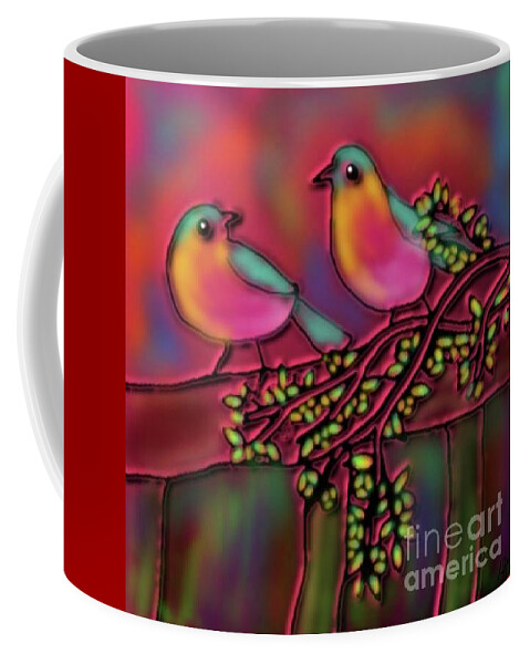 Birds Painting Coffee Mug featuring the digital art Hello Spring by Latha Gokuldas Panicker