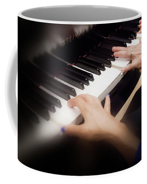 Hands On Piano Keys Coffee Mug featuring the photograph Helping Hand - by Julie Weber