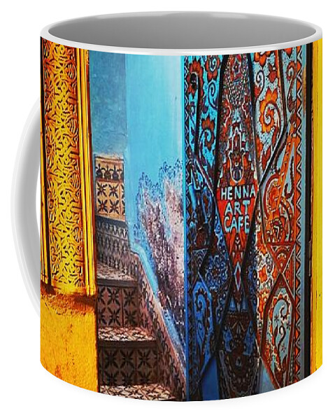 Moroccan Pattern Door Coffee Mug featuring the photograph Henna doorway by Jarek Filipowicz