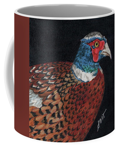 Pheasant Coffee Mug featuring the drawing Henry the Pheasant by Sheila Tysdal