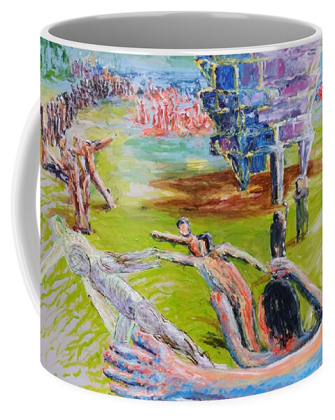 Process Coffee Mug featuring the painting Her recreations by Bachmors Artist