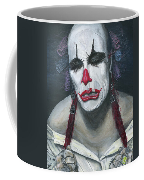 Clown Coffee Mug featuring the painting Her Tears by Matthew Mezo