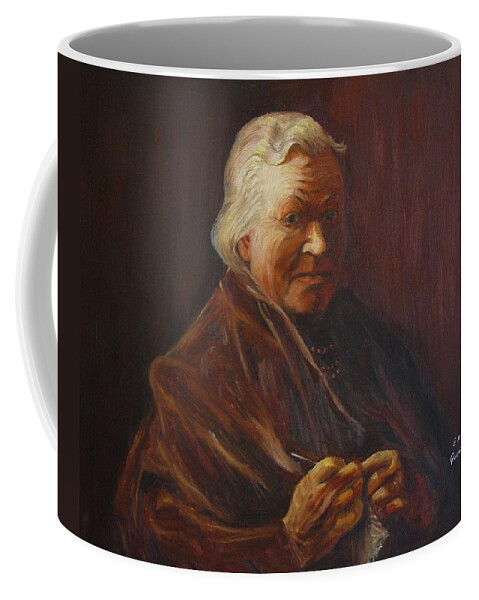 Woman Coffee Mug featuring the painting Herbert Abrams Mother by Quwatha Valentine