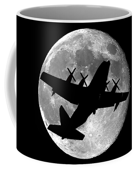 C-130 Hercules Coffee Mug featuring the photograph Hercules Moon .png by Al Powell Photography USA