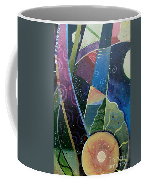 Multi-dimensional Coffee Mug featuring the painting Here and There by Helena Tiainen