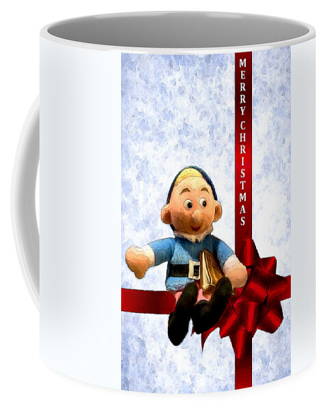 Christmas Coffee Mug featuring the digital art Hermey the Dentist Elf by John Haldane