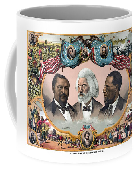 Black History Coffee Mug featuring the painting Heroes Of African American History - 1881 by War Is Hell Store