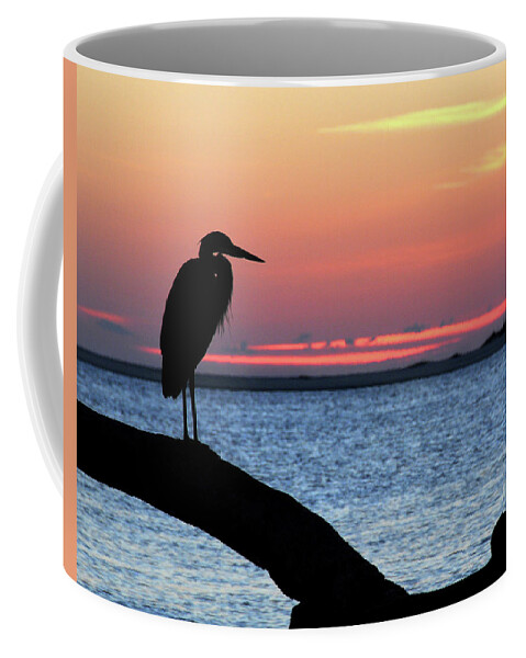 Heron Coffee Mug featuring the photograph Heron at Datbreak by Ted Keller