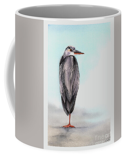 Heron Coffee Mug featuring the painting Heron by Hilda Wagner
