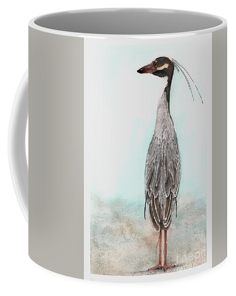 Heron Coffee Mug featuring the painting Heron Posing by Hilda Wagner