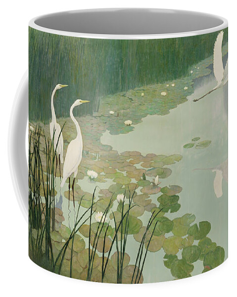 Herons In Summer Coffee Mug featuring the painting Herons in Summer by Newell Convers Wyeth
