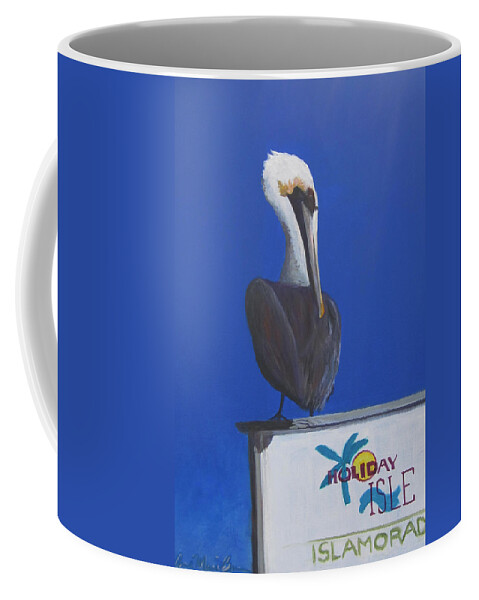 Pelican Coffee Mug featuring the painting Hi The Pelican by Anne Marie Brown